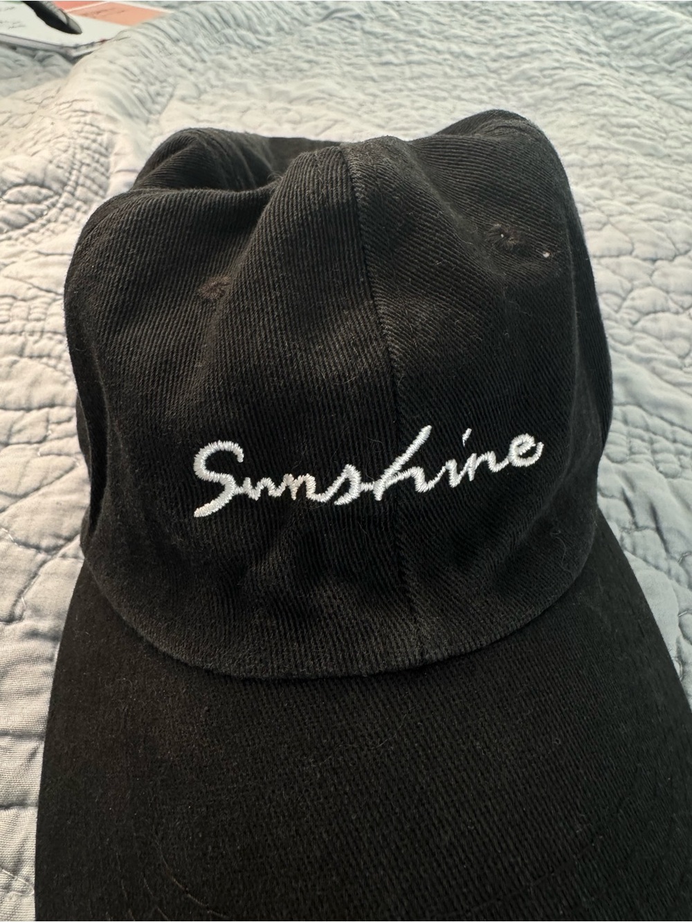 🔥3/$15 Black 'Sunshine' Embroidered Cotton baseball Cap